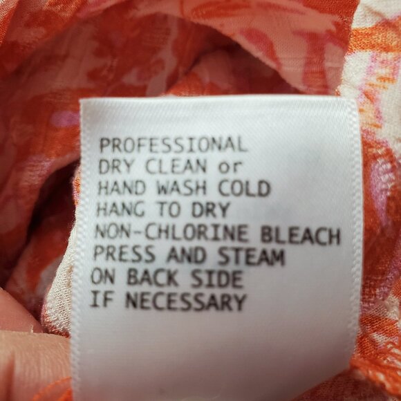 RACHEL ZOE SZ XL Salmon, Pink & Cream Flowy Long-sleeve Button up Rayon Top - Picture 9 of 9